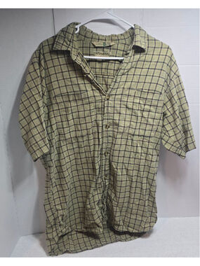 Men's Royal Robbins Casual Button Down Shirt M Green Plaid